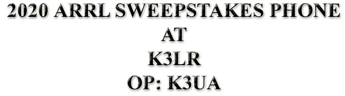 2020 ARRL SWEEPSTAKES PHONE AT K3LR, OP: K3UA